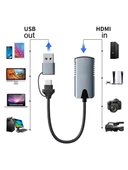 Daytona HU04A Type-C / USB A To 4K 60Hz 1080P HDMI Video Capture Yakalama Hub Adaptör thumbnail 3