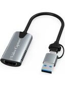 Daytona HU04A Type-C / USB A To 4K 60Hz 1080P HDMI Video Capture Yakalama Hub Adaptör thumbnail 1