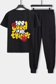 Unisex Good things Baskılı 2'li Eşofman Takımı - 1