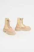 Kadın Kalın Taban Bağcıklı Postal Bot Yuvarlak Burun Günlük Fermuarlı Kışlık Ayakkabı thumbnail 2