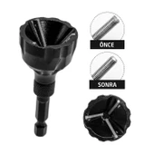 Çapak Alma Raspa Raspası Aparatı 3-20 mm Saplı Pah Giderici 1/4 Bits Uçlu Matkap Uyumlu  1 Adet - 6