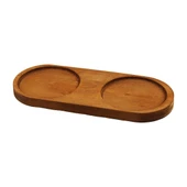2 BÖLMELİ - OVAL   KOYU RENK=KAHVERENGİ  AHŞAP YAĞDANLIK ALTLIK  27X12.5CM (4172) - 1