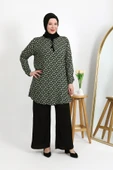 BÜYÜK BEDEN KARE DESENLİ VİSCON KUMAŞ RAHAT KESİM TUNİK - 8