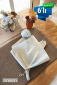 6’lı %100 Pamuk Kumaş Peçete Beyaz 50x50 Cm Mutfak Bezi Sofra Sunum Servis Peçetesi - 1