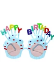 Beysüs Happy Birthday Parti Gözlük Cupcake Temalı Mavi - 1