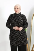 BÜYÜK BEDEN DÜĞMELİ VİSCON KUMAŞ RAHAT KESİM TUNİK - 9