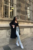 Dipmoda kadın siyah zra mevsimlik trençkot DPMYLK20 - 3