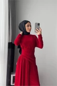 Dipmoda kadın candy kumaş tesettür elbise NMS047 - 3