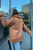 Dipmoda kadın taba içi kürklü süet ceket MYLK11 - 4