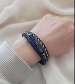 Bileklik Hakiki Deri Örgü Unisex 20 cm Bilezik Takı Aksesuar thumbnail 2