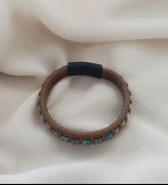Bileklik Hakiki Deri Örgü Unisex 21 cm Bilezik Takı Aksesuar thumbnail 3