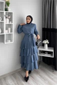 Dipmoda kadın kat kat tesettür elbise NMS051 - 5