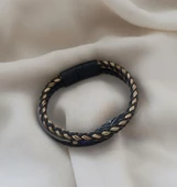 Bileklik Hakiki Deri Örgü Unisex 20 cm Bilezik Takı Aksesuar thumbnail 4