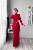 neşeli butik kadın likralı düğme detaylı tesettür elbise NMS046 - 2