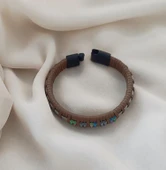 Bileklik Hakiki Deri Örgü Unisex 21 cm Bilezik Takı Aksesuar thumbnail 4