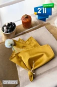 2’li %100 Pamuk Kumaş Peçete Kahverengi 50x50 Cm Mutfak Bezi Sofra Sunum Servis Peçetesi - 1