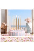 Gold Ince Uzun Mum 6 Adet 14 Cm - 1