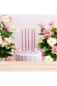 Rose Gold Ince Uzun Mum 6 Adet 16 Cm - 1