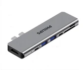 Philips 7 İn 1 Çift Type C Gişirli Çevirici 4K hdmi 100w Pd Usb 3.0*2 - Kart Okuyucu - 1