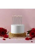 Gümüş Ince Uzun Mum 6 Adet 14 Cm - 1
