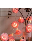 Gül Tasarımlı Led Işık-Pembe Gül Tasarımlı Led Işık-3 Metre Pilli- 20 Gül - Led Işık - 4