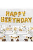 Altın Happy Bırthday Folyo Balon Doğum Günü Partisi Gold Renk Folyo Balon - 6