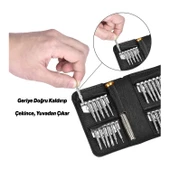 Mıknatıslı Saatçi Tornavida 25 'li Set Tork Yıldız Düz Üçgen İnce uç Küçük Vida Tornavidası Çantalı thumbnail 4