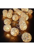 Rattan 20 Top Led Işık 2 Mt - 20 Adet Örgü Işık Topu Pilli 2 Metre Gün Işığı 2 Kademe - 5