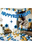 Mavi Happy Bırthday Folyo Balon Doğum Günü Partisi Mavi Renk Folyo Balon - 2