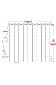 Perde Led 3x3m Askı Aparatlı Kumandalı 8 Fonksıyonlu 300 Ledli 10 Sarkıtlı Usb Girişli - 5