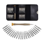 Mıknatıslı Saatçi Tornavida 25 'li Set Tork Yıldız Düz Üçgen İnce uç Küçük Vida Tornavidası Çantalı thumbnail 7