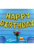 Altın Happy Bırthday Folyo Balon Doğum Günü Partisi Gold Renk Folyo Balon - 5