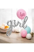 Gümüş Renk Girl Yazılı Folyo Balon Girl El Yazılı Helyum Balon Gümüş Renk 40inç - 1