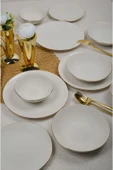 Farika Porselen Şems 24 Parça 6 Kişilik Altın Yaldız Porselen Yemek Takımı - 2