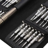 Mıknatıslı Saatçi Tornavida 25 'li Set Tork Yıldız Düz Üçgen İnce uç Küçük Vida Tornavidası Çantalı thumbnail 9