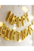 Altın Happy Bırthday Folyo Balon Doğum Günü Partisi Gold Renk Folyo Balon - 3