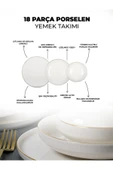 Farika Porselen Zühre 18 Parça 6 Kişilik Altın Yaldız Porselen Yemek Takımı - 3