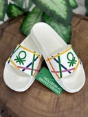 Benetton Renkli Logolu Yumuşak Taban Terlik  BN1372 - 1