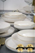 Farika Porselen Zühre 18 Parça 6 Kişilik Altın Yaldız Porselen Yemek Takımı - 1