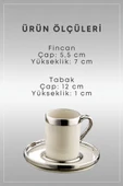 Gümüş Yaldızlı 6 Kişilik Porselen Fincan Seti 12 Parça Türk Kahvesi Takımı Kahve Fincanı 100 Ml - 4