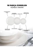 Farika Porselen Şems 18 Parça 6 Kişilik Platin Yaldız Porselen Yemek Takımı - 2