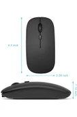 anaway shopping Sessiz Tıklama Şarjlı Çift Modlu Bluetooth Kablosuz 2.4Ghz Siyah Mouse - 6