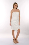 Dori Straplez Drape Krep Kumaş Mini Abiye Elbise 2246011 - 11