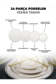Farika Porselen Zühre 24 Parça 6 Kişilik Altın Yaldız Porselen Yemek Takımı - 3