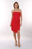 Dori Straplez Drape Krep Kumaş Mini Abiye Elbise 2246011 - 4