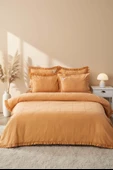 Rivaİstanbul Fiorella Turuncu Çift Kişilik %100 Pamuklu Nakışlı Yatak Örtüsü Takımı 6 Parça Uyku & Çeyiz Seti thumbnail 1