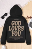 God Loves You Baskılı Erkek - Kız Çocuk Rahat Kalıp Sweatshirt - 1