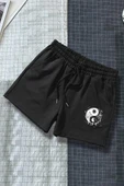 Tasarım Baskılı Pamuk Unisex Penye Short - 1