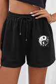 Tasarım Baskılı Pamuk Unisex Penye Short - 3