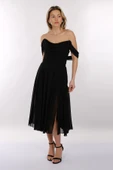 DORİDORCA Straplez Yırtmaçlı Şifon Midi Boy Kadın Abiye Elbise 2246081 thumbnail 1